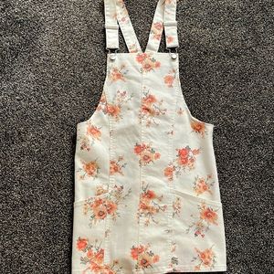 White floral overall dress